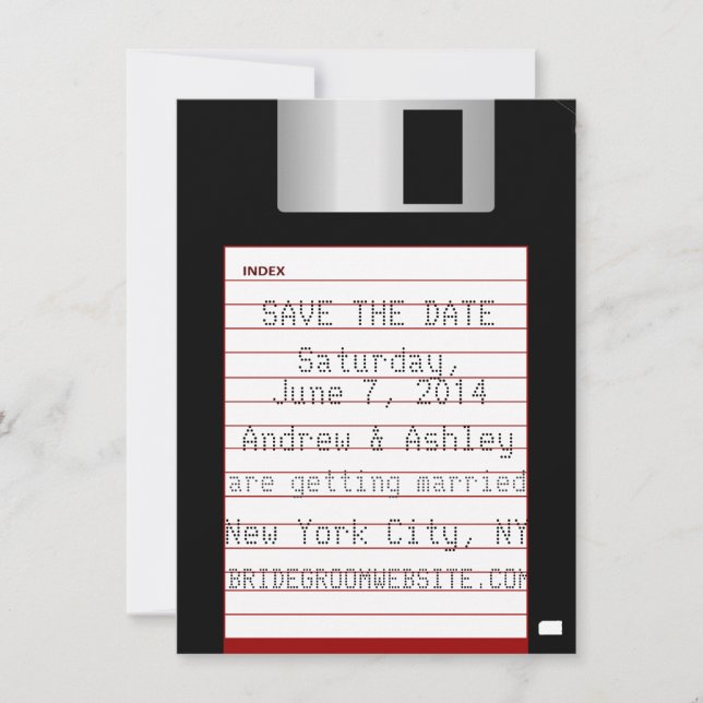 Nerdige Hochzeit - Speichere das Datum - Diskette Save The Date (Vorderseite)