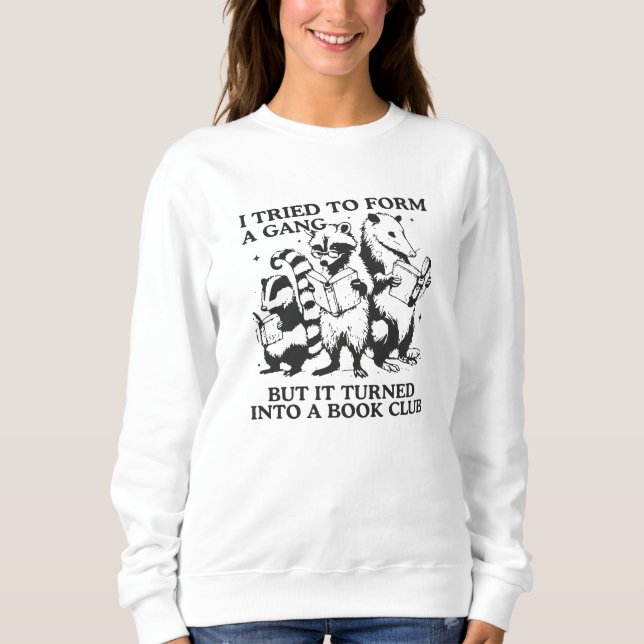 Nerdige Waldtiere Leseklub Illustration Sweatshirt (Vorderseite)