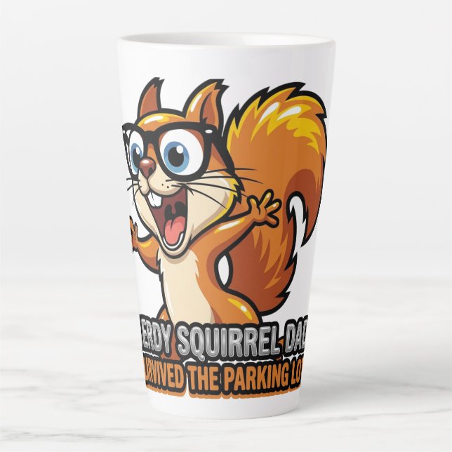 Nerdiger Eichhörnchen-Vater-Parkplatz-Shirt Milchtasse (Vorderseite)