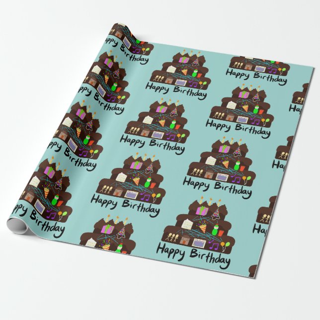 Nerdiger Geburtstags-Neuronaler Netzwerk Geschenkpapier (Ungerollt)