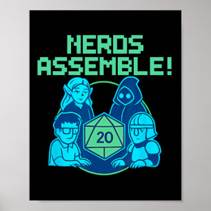 Nerds Emblem Brettspiel Würfel Pixel Gamer Design  Poster