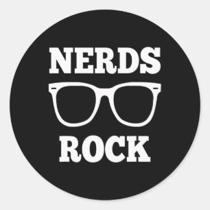 Nerds Rock T-Shirt Gamer Geek Lustig Süße Nerd Blu Runder Aufkleber