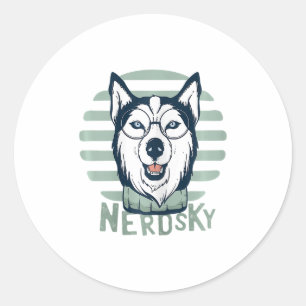 Nerdsky Classic Husky Lustiger Hund Runder Aufkleber