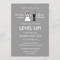 Nerdy 8-Bit Braut & Groom Hochzeit Einladung