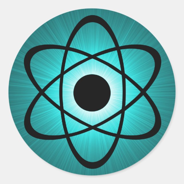 Nerdy Atomhafter, Aquamarin Runder Aufkleber (Vorderseite)