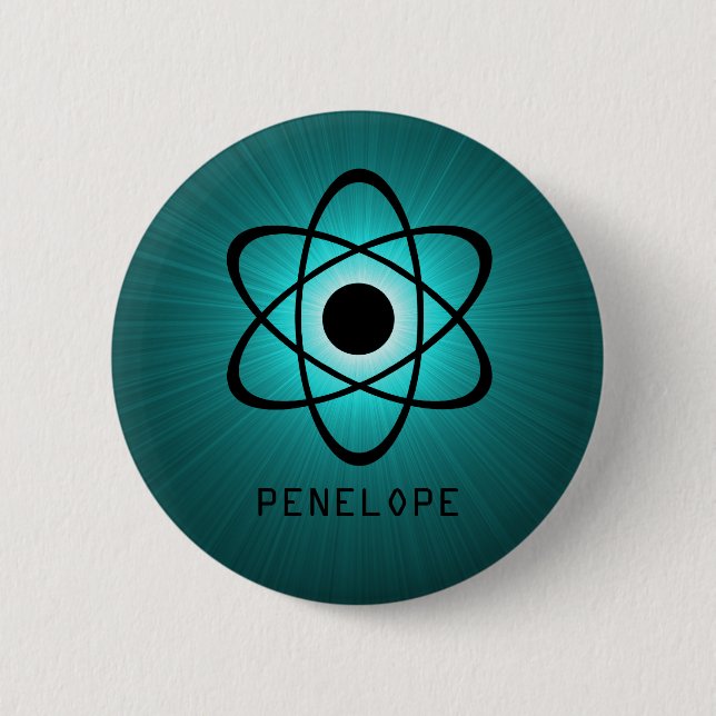 Nerdy Atomic Button, Aquamarin Button (Vorderseite)
