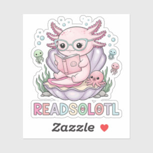 Nerdy Axolotl Reading Book Aufkleber