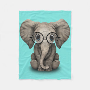 Nerdy Baby-Elefant-tragende Gläser Fleecedecke
