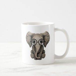 Nerdy Baby-Elefant-tragende Gläser Kaffeetasse
