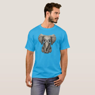 Nerdy Baby-Elefant-tragende Gläser T-Shirt