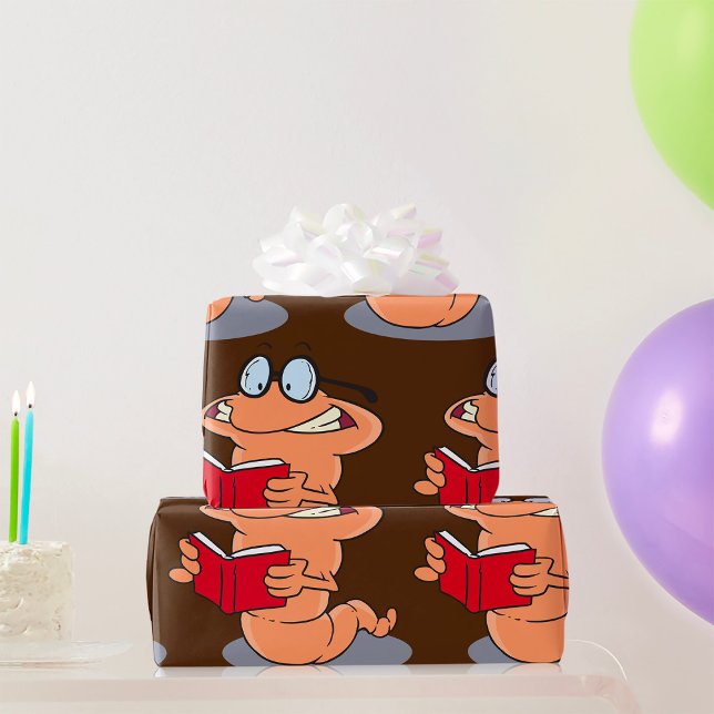 Nerdy Bookworm Lesen eines Buches Geschenkpapier (Von Creator hochgeladen)