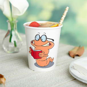 Nerdy Bookworm Lesen eines Buches Pappbecher