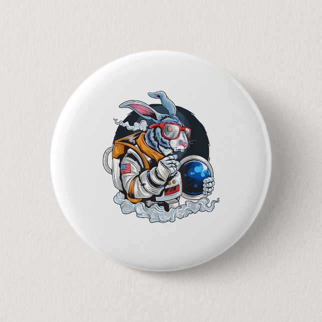 Nerdy Bunny Astronaut in Space, Explorer Spaceman Button (Vorderseite)