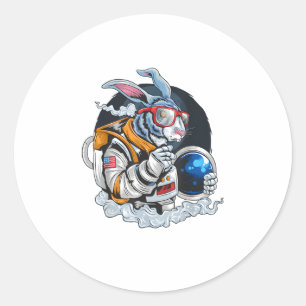 Nerdy Bunny Astronaut in Space, Explorer Spaceman Runder Aufkleber