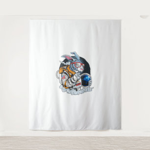 Nerdy Bunny Astronaut in Space, Explorer Spaceman Wandteppich