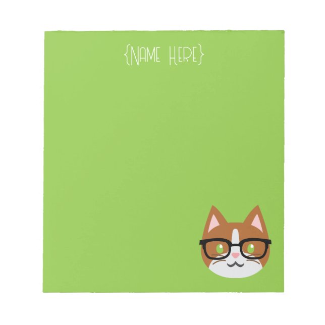 Nerdy Cat Bicolor Notepad Notizblock (Vorderseite)
