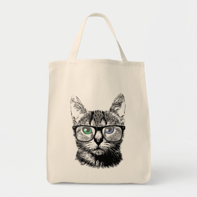 Nerdy Cat Hipster Kitten in Brille Tragetasche (Vorne)