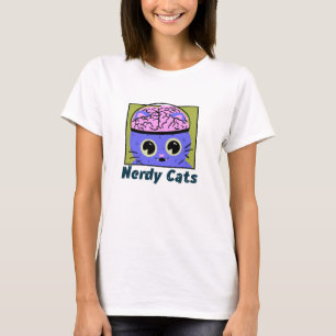 Nerdy Cats, Brain Design T - Shirt
