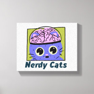 Nerdy Cats, Gehirndesign Leinwanddruck