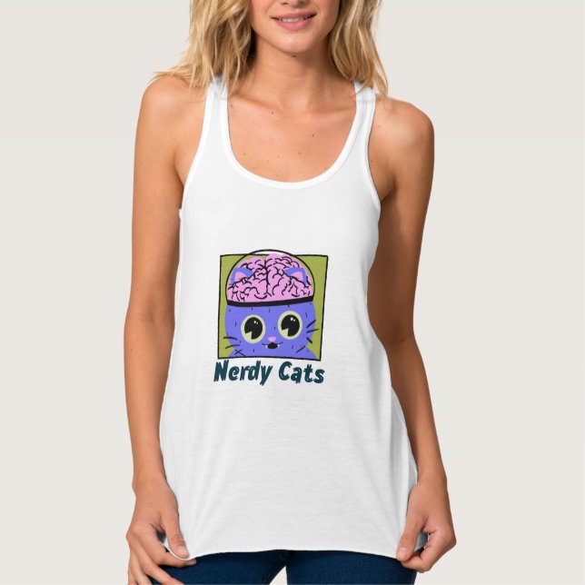 Nerdy Cats, Gehirndesign Tank Top (Vorderseite)
