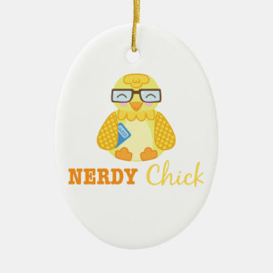 Nerdy Chick Keramikornament