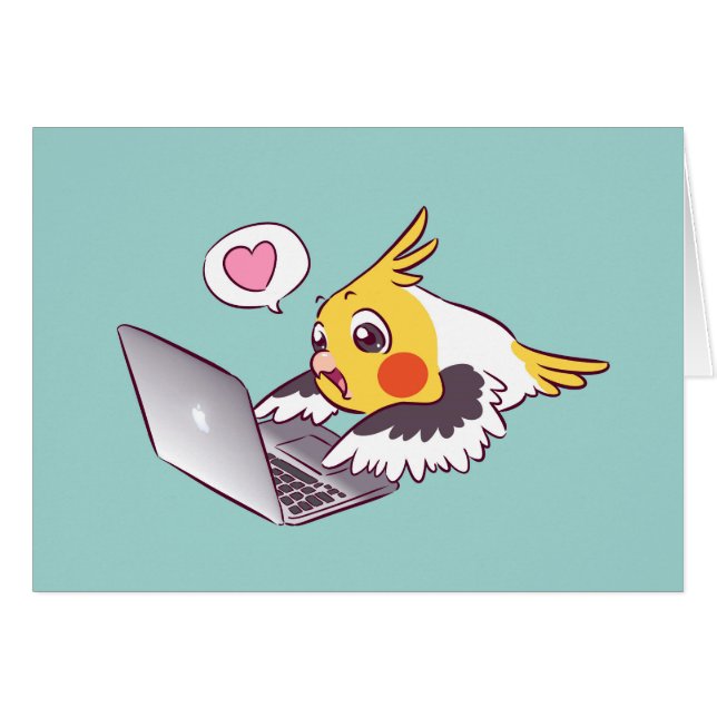 Nerdy Cockatiel niedlicher zeichnender Macbook (Vorderseite (Horizontal))