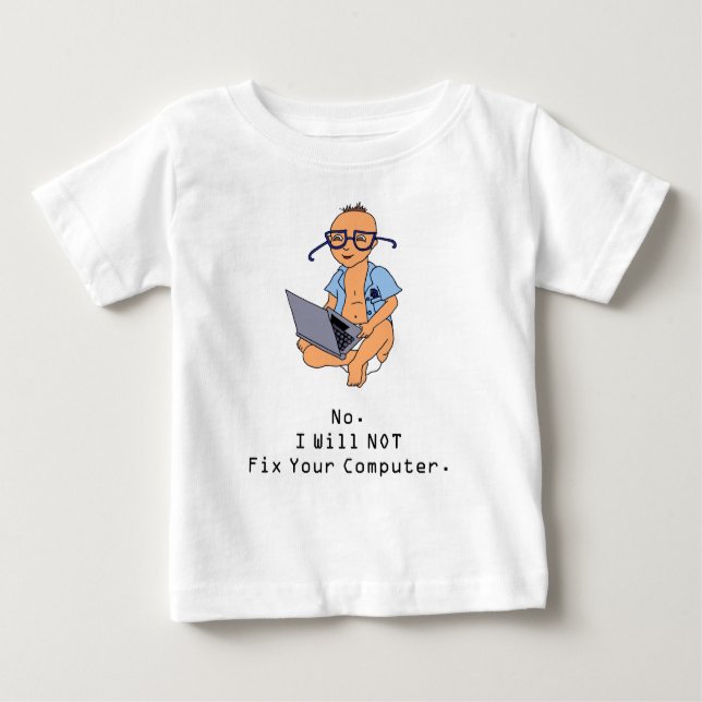 Nerdy Computer-Baby-T - Shirt-TAN-Haut Baby T-shirt (Vorderseite)