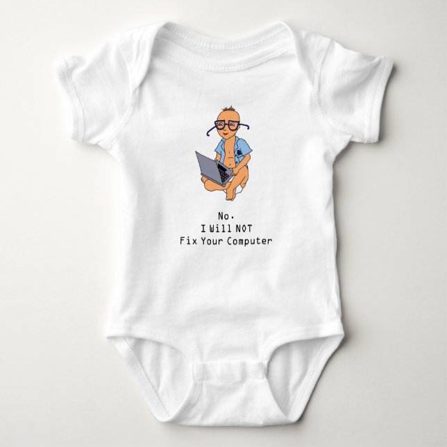 Nerdy Computer-Baby-TAN-Haut Baby Strampler (Vorderseite)