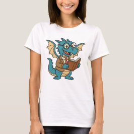 Nerdy Dragon Reading a Book T-Shirt