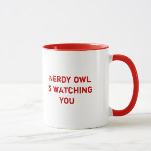 Nerdy Eule passt Sie auf Tasse