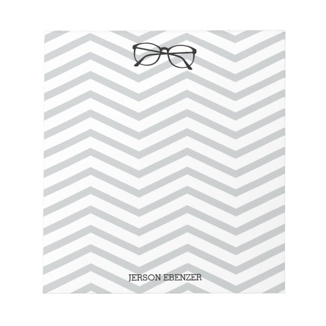 Nerdy Eyeglass Reading Zickzack Masculine Notizblock (Vorderseite)