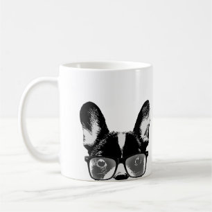Nerdy französische Bulldoggen-Hipster-Hund Tasse