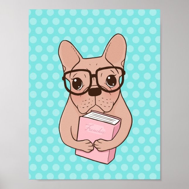 Nerdy French Bulldog Poster (Vorne)