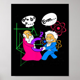 Nerdy Funny Pythagoras kämpfen über C Squared Mat Poster