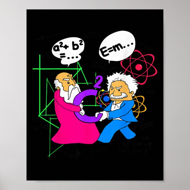 Nerdy Funny Pythagoras kämpfen über C Squared Mat Poster (Vorne)