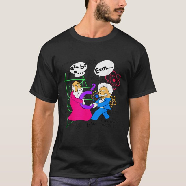 Nerdy Funny Pythagoras kämpfen über C Squared Mat T-Shirt (Vorderseite)