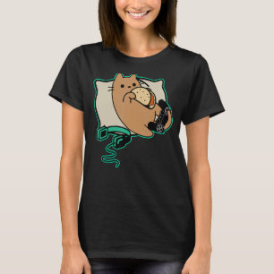 Nerdy Gamer Cat Eating Tacos Spiel angehalten T-Shirt