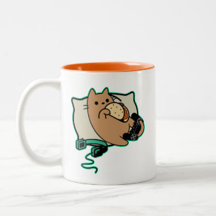 Nerdy Gamer Cat Taco Loading Game Pause Zweifarbige Tasse