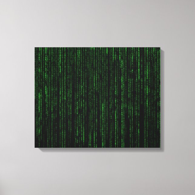 Nerdy Green Computer Code Leinwanddruck (Vorderseite)