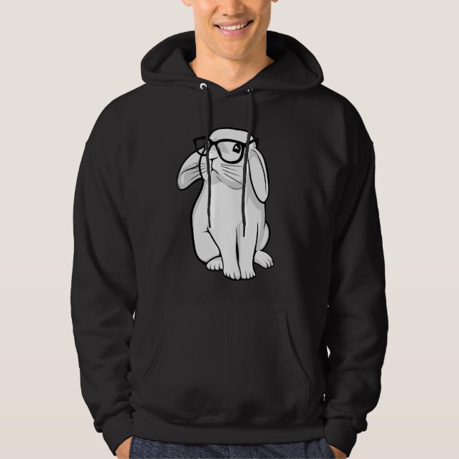 Nerdy Kaninchen-niedliches Häschen-Haustier mit Hoodie (Vorderseite)