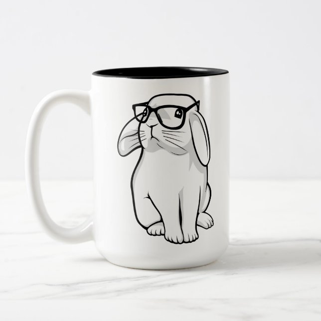 Nerdy Kaninchen-niedliches Häschen-Haustier mit Zweifarbige Tasse (Links)