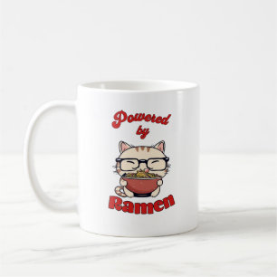 Nerdy Katze, angetrieben von Ramen Kaffeetasse