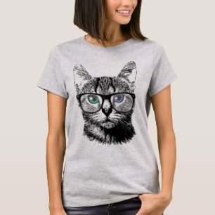 Nerdy Katzen-Hipster-Kätzchen in den Gläsern T-Shirt