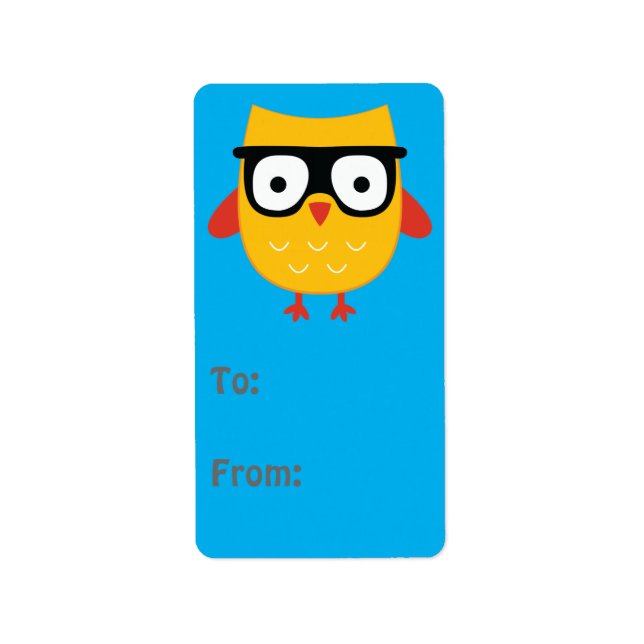 Nerdy Owl Gift tag Adressaufkleber (Vorne)