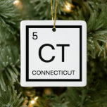 Nerdy Periodic Table Element von Connecticut Keramikornament<br><div class="desc">Zeigen Sie sowohl Ihre Nerdseite als auch Ihre Liebe für Ihren Zuhause-Staat/Land mit diesem regelmäßig erscheinenden chemischen Symboldesign.</div>