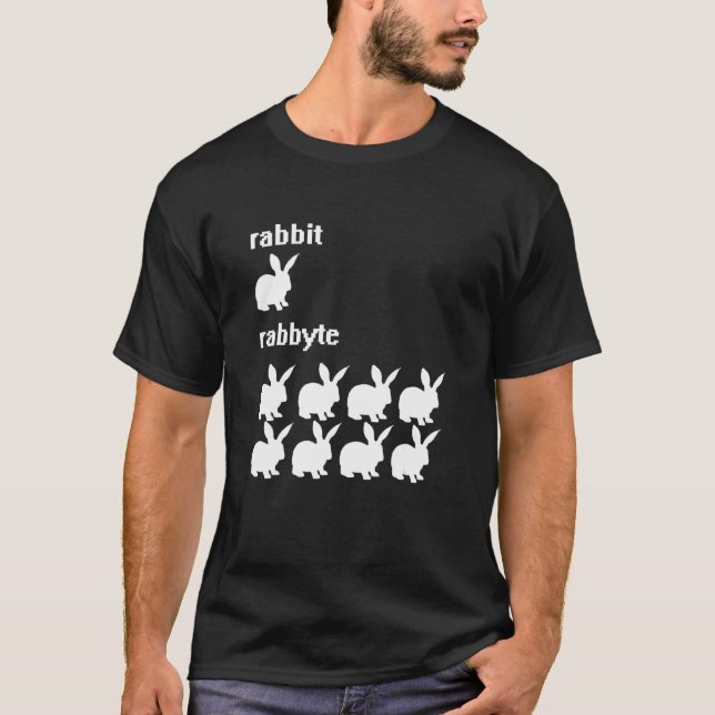Nerdy Rabbit Byte Computer Scientist T - Shirt (Vorderseite)