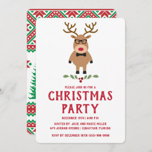 Nerdy Reindeer Christmas Party Einladung