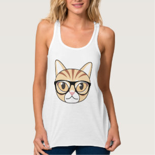 Nerdy Tabby Cat mit Brille Tank Top