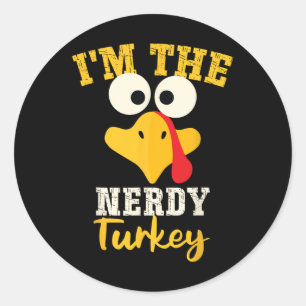 Nerdy Turkey Family Match Erntedank Dinner G Runder Aufkleber
