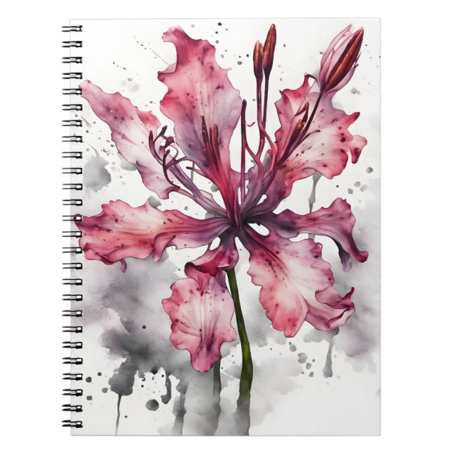 Nerine - Aquarellblumen Notizblock (Vorderseite)